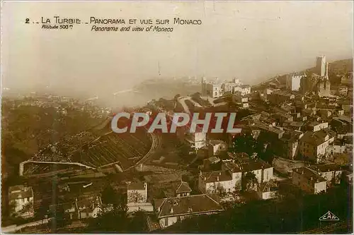 Moderne Karte la Turbie Panorama et Vue sur Monaco