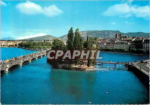Cartes postales moderne Geneve Pont du Mont Blanc et de Jean Jacques Rousseau