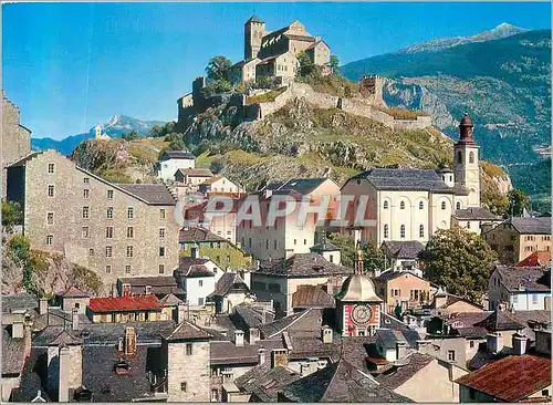Moderne Karte Sion Valais le Chateau de Valere et la Vieille Ville