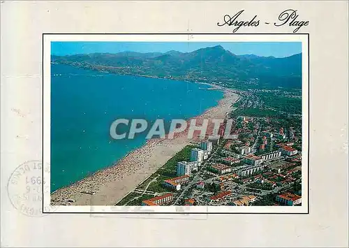 Cartes postales moderne Argeles Plage Vue Aerienne au Fond les Alberes
