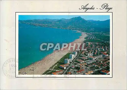 Moderne Karte Argeles Plage Vue Aerienne au Fond les Alberes