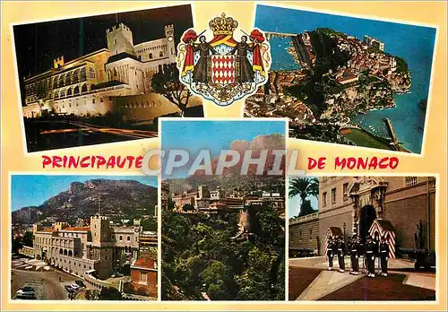 Cartes postales moderne Principaute de Monaco Le Palais vu de Nuit Le Rocher de Monaco Le Palais Princier Militaria