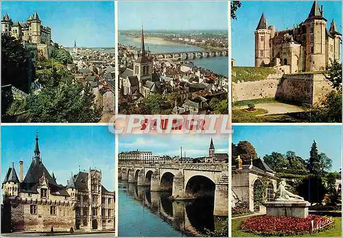 Cartes postales moderne Saumur (Maine et Loire) Les Merveilles du Val de Loire Le Chateau Dominant la Ville L'Eglise Sai