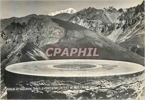 Moderne Karte Le Galibier Table d'Orientation (2677) et le Mont Blanc (4807)