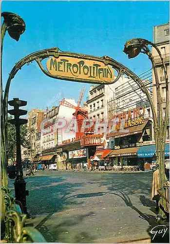Cartes postales moderne Paris et ses Merveilles Montmartre Le Moulin Rouge Place Blanche Metro