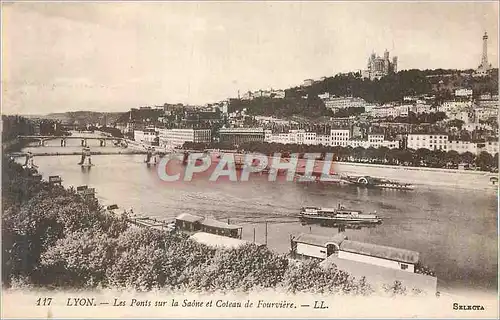 Ansichtskarte AK Lyon Les Ponts sur la Saone et Coteau de Fourviere