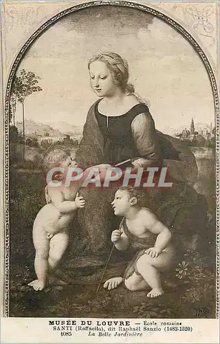 Ansichtskarte AK Musee du Louvre Ecole Romaine Santi (Raffaello) dit Raphael Sanzio (1483 1520) La Belle Jardinie