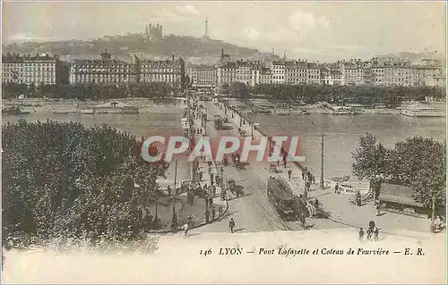 Cartes postales Lyon Pont Lafayette et Coteau de Fourviere Tramway