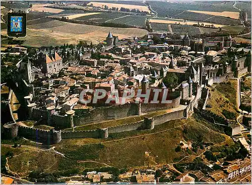 Cartes postales moderne Carcassonne Lumiere et Couleurs de l'Aude Cite Medievale (Ve XIIIe S) Vue Generale Aerienne