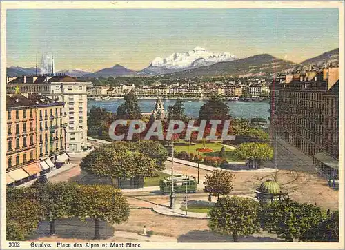 Cartes postales moderne Geneve Place des Alpes et Mont Blanc