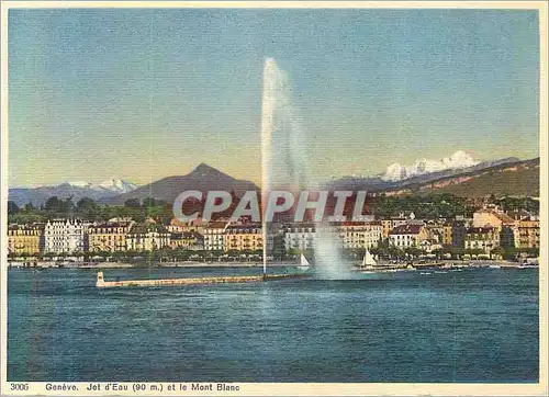 Moderne Karte Geneve Jet d'Eau (90 m) et le Mont Blanc