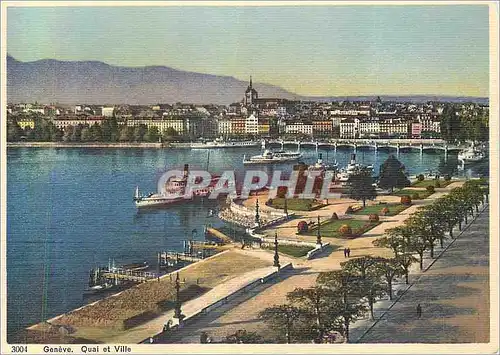 Moderne Karte Geneve Quai et Ville Bateau