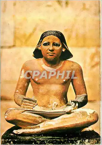 Cartes postales moderne Statue Peinte d'un Scribe Accroupi IVe Dynastie 2720 av J C