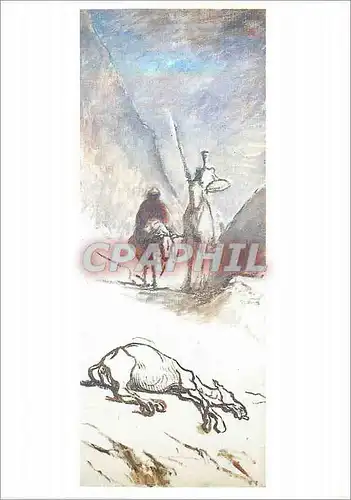 Cartes postales moderne Honore Daumier (1808 1879) Musee d'Orsay Don Quichotte Sancho Panca ee la Mule Morte 1867 Reunio