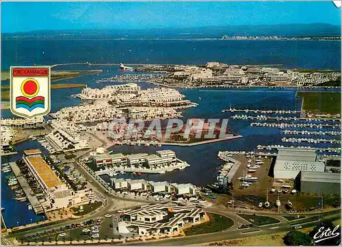 Cartes postales moderne Port Camargue (Gard) La Camargue Vue Aerienne Les Marinas et le Port Au Fond La Grande Motte