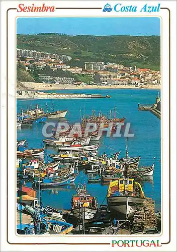 Moderne Karte Sesimbra Costa Azul Portugal Bateaux de peche