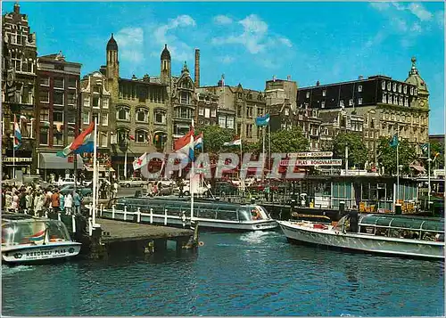 Cartes postales moderne Amsterdam Damrak met Rondvaartboten