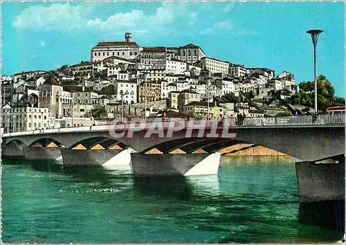 Moderne Karte Coimbra Vue Partielle et Pont sur le Fleuve Mondego