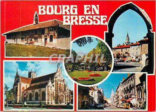 Moderne Karte Bourg en Bresse (Ain) Ferme Bressane Jardin du Quinconce Porte des Jacobins Eglise de Brou (XVIe
