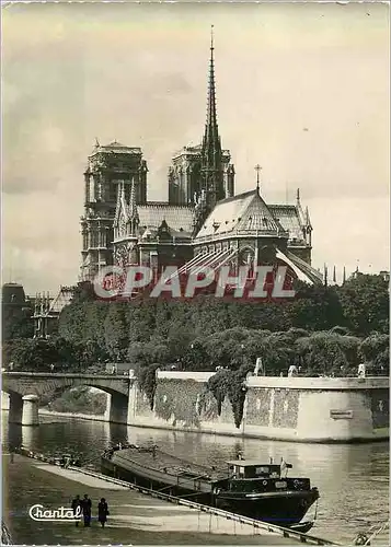 Moderne Karte Paris Notre Dame Bateau Peniche