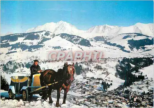 Moderne Karte Megeve (Haute Savoie) alt 1113 m La Capitale du Ski Vue Generale sur la Station