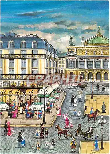 Cartes postales moderne Bin Kashiwa L'Opera Le Grand Hotel et le Cafe de la Paix