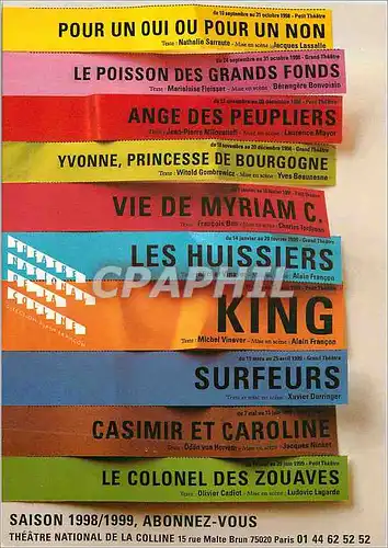 Cartes postales moderne Theatre National de la Colline Saison 1998 1999 Abonnez vous Rue Malte Brun Paris