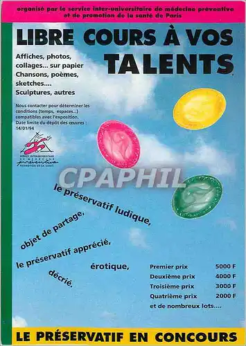 Cartes postales moderne Libre Cours a vos Talents Le Preservatif en Concours