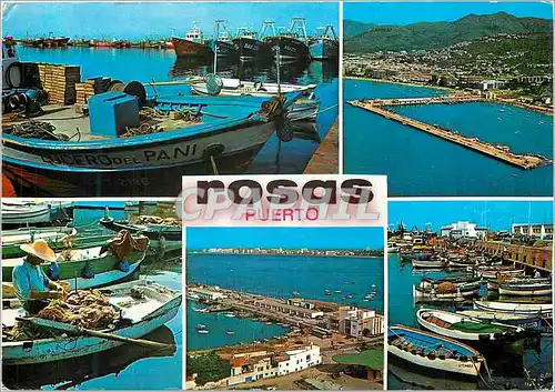 Moderne Karte Rosas (Costa Brava) Port Vues Diverses