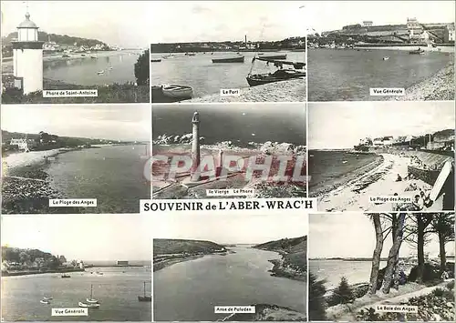 Moderne Karte Souvenir de l'Aber Wrac'h Phare de Saint Antoine Le port Vue generale La plage des anges Ile Vie