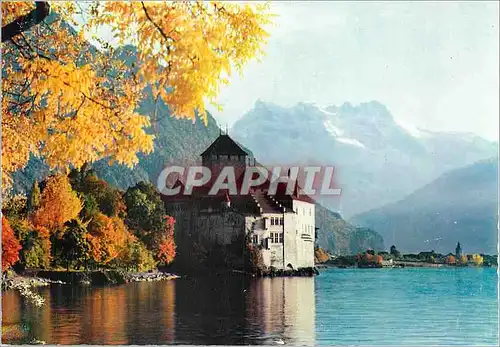 Cartes postales moderne Lac Leman le Chateau de Chillon et les Dents du Midi