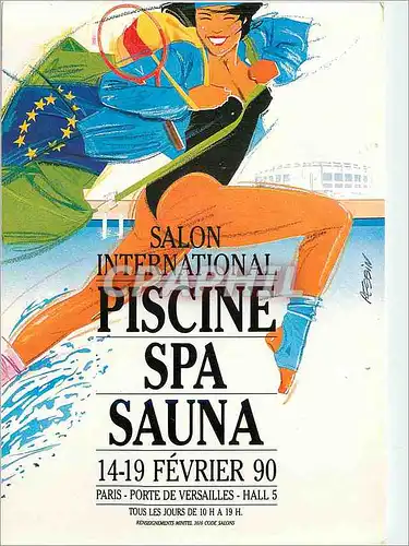 Cartes postales moderne Salon International Piscine Spa Sauna 14 19 Fevrier 90 Paris Porte de Versailles Hall 5