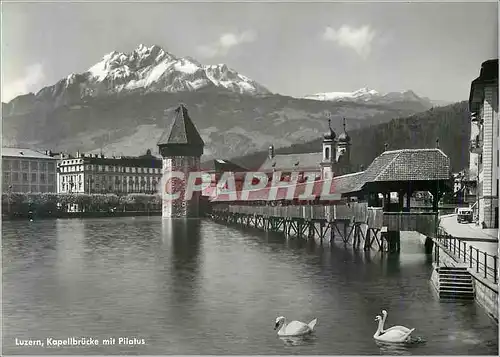 Cartes postales moderne Luzern Kapellbrucke mit Pilalus