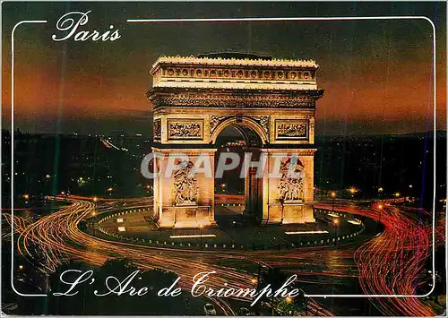 Moderne Karte la Place de l'Etoile de Nuit et l'Arc de Triomphe (1806 1836) Illumines Paris et ses Merveilles