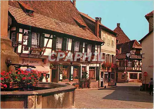 Moderne Karte Ribeauville (Alsace) Fontaine et Vieilles Maisons de la Place de la Sinn