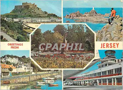 Moderne Karte Greetings from Jersey