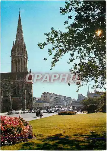 Cartes postales moderne Caen (Calvados) l'Eglise Saint Pierre au Dernier Plan la Rue Saint Pierre