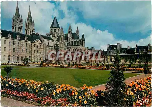 Moderne Karte Caen (Calvados) l'Abbaye aux Hommes l'Hotel de Ville et les Jardins