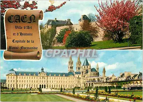 Moderne Karte Caen (Calvados) Remparts du Chateau Abbaye aux Hommes