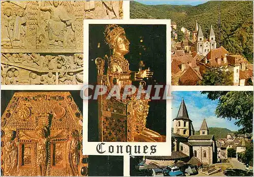 Cartes postales moderne Conques le Tympan de l'Eglise Vue Generale