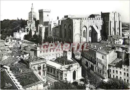 Moderne Karte Avignon (Vaucluse) le Palais des Papes et Notre Dame des Doms vus du Beffroi