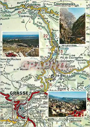 Moderne Karte Grasse et les Gorges du Loup Cote d'Azur Carrefour Mondial du Tourisme