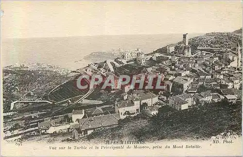 Cartes postales Vue sur la Turbie et la principaute de Monaco pres du Mont Bataille