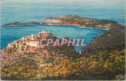 REPRO Eze (Alpes Maritimes) Cote d'Azur La Douce France Vue Generale du Village et du Cap Ferrat