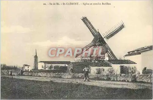 REPRO Ile de Re St Clement Eglise et Moulin Barillon