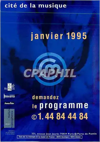 Cartes postales moderne Cite de la Musique Janvier 1995 Demandez le Programme Paris