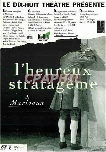 Cartes postales moderne Le Dix Huit Theatre Presente L'Heureux Stratageme de Marivaux