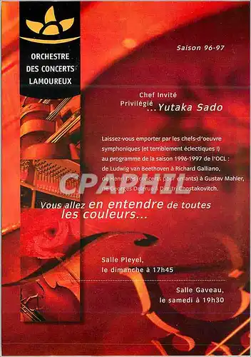 Cartes postales moderne Orchestre des Concerts Lamoureux Saison 96 97 vous allez en Entendre de Toutes les Couleurs Yuta