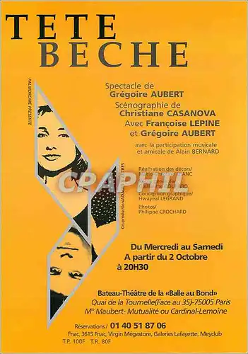 Cartes postales moderne Theatre de la Balle au Bond Tete Beche Spectacle de Gregorie Aubert Bateau