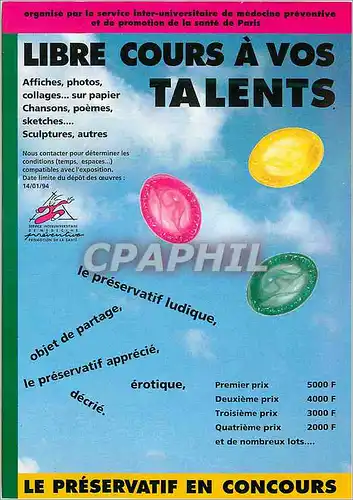 Cartes postales moderne Libre Cours a Vos Talents Preservatif SIDA